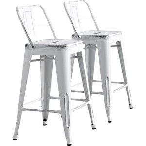 Lyngins Set of 2/4 Industrial Metal Bar Stools,Counter Chairs with Bucket Back,Stools for Kitchen Counter,Living Room - 1 of 4