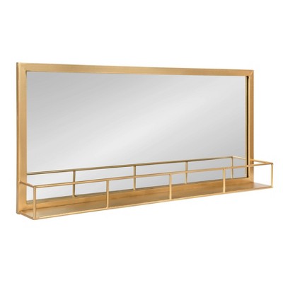 18" x 40" Jackson Metal Frame Mirror with Shelf Gold - Kate & Laurel All Things Decor