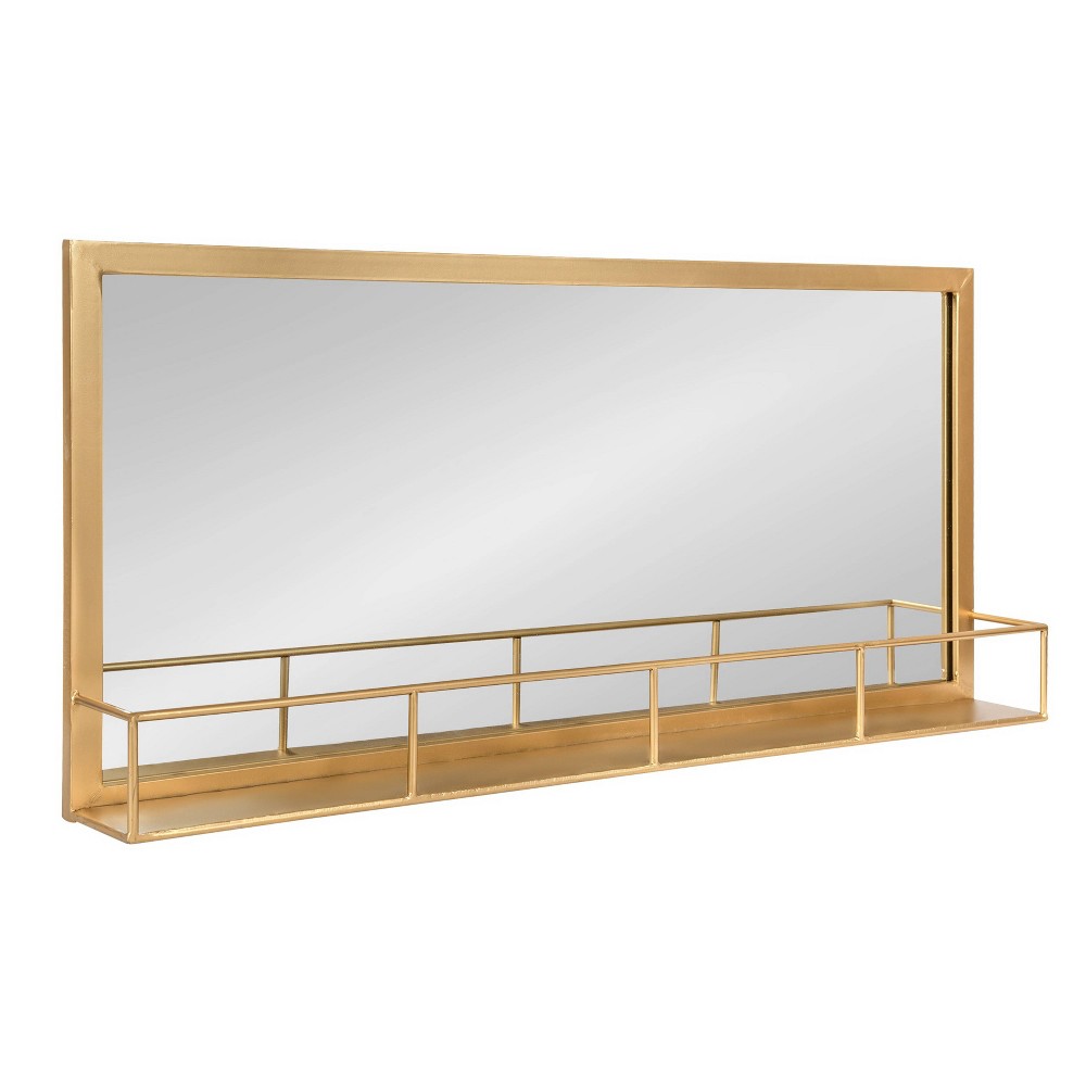 Photos - Wall Mirror 18" x 40" Jackson Metal Frame Mirror with Shelf Gold - Kate & Laurel All T