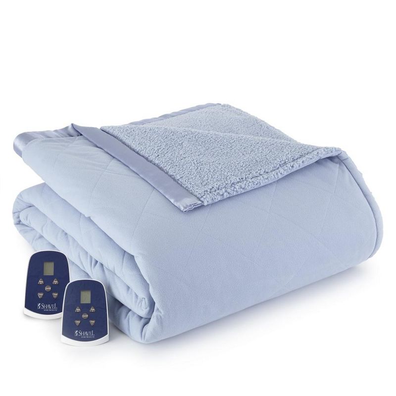 Shavel Micro Flannel High Quality Heating Technology Luxuriously Soft & Warm Solid Patterned High Pile Fleece Electric Blanket, 1 of 4