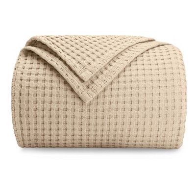 Image of Waffle Blanket for Adults, Extra Large Queen  90" x 90" By Comfy Cubs - Sand