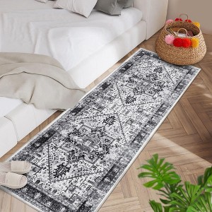 Machine Washable Area Rug Living Room Vintage Medallion Carpet Distressed Rugs for Bedroom - 1 of 4