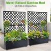Metal Planter Box with Trellis, 71"x47"x12" Raised Garden Bed with Trellis & Wheels, Outdoor Garden Box with Privacy Screen & Drainage Holes - 2 of 4