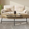 Oval Coffee Table with Drawer, 47.2“ Wooden Coffee Table with Storage and Cross Metal Legs Unique Curved Design for Living Room - 3 of 4