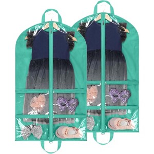 6 Pack 40" Black Dance Garment Bags, Hanging Covers with 4 Zipper Pockets for Competitions - 1 of 4