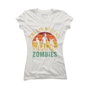 Junior's Design By Humans Halloween Chillin With My Zombies Funny By Ering T-Shirt - 1 of 3