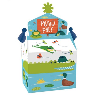 Big Dot of Happiness Pond Pals - Treat Box Party Favors - Frog, Alligator, Turtle & Duck Birthday Party or Baby Shower Goodie Gable Boxes - Set of 12