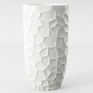 LuxenHome White MgO Geometric Pattern 22" Tall Round Planter - 1 of 4