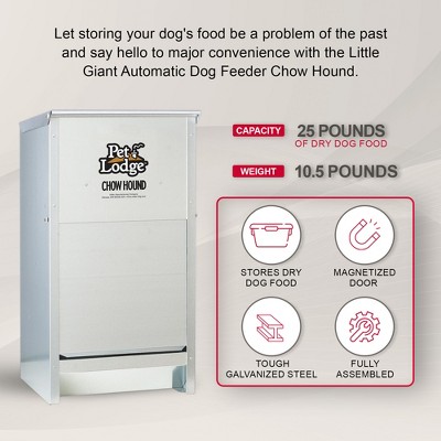Pet Lodge Galvanized Steel Automatic Dog Feeder, 25 lb Capacity
