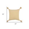HomeRoots 20" X 20" Light Yellow 100% Cotton Zippered Pillow - 3 of 4