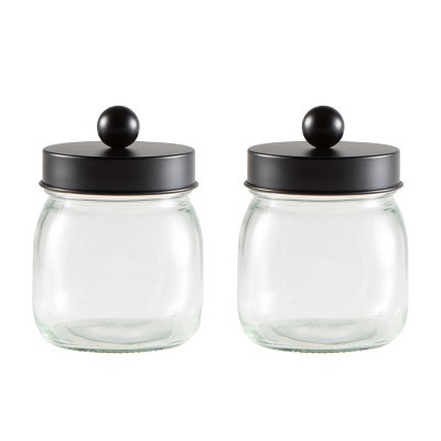 Black Glass and Plastic 5-Piece Bathroom Accessories Set