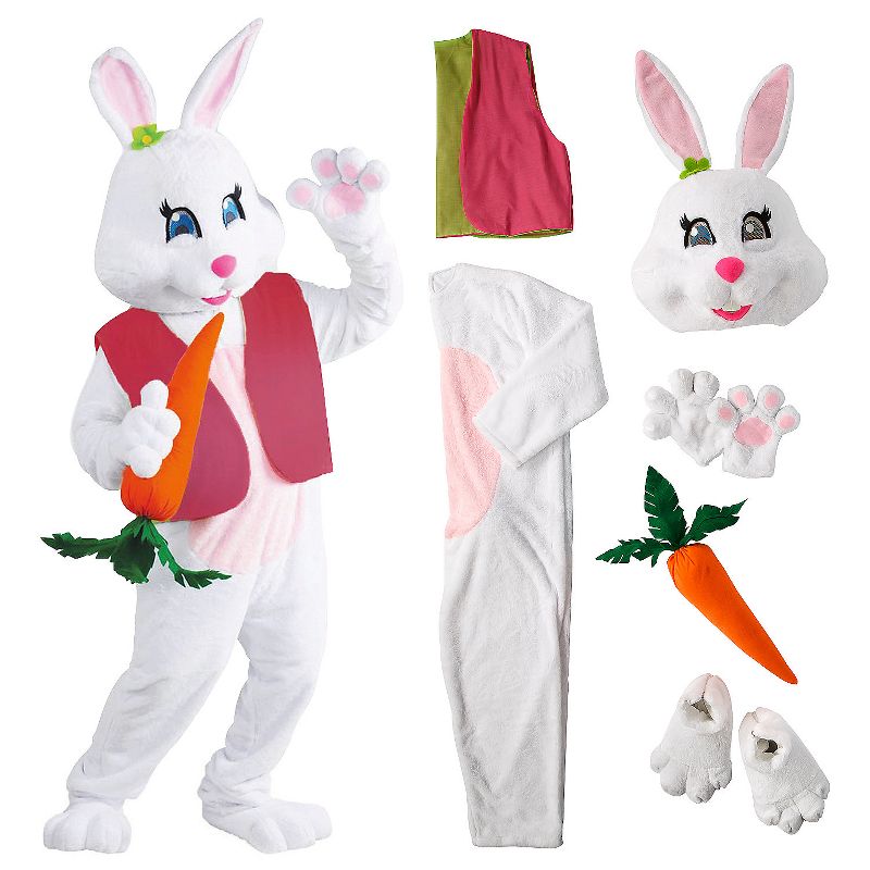 Halloween Express Women's Easter Bunny Jumpsuit with Headgear Costume - One Size Fits Most - White, 3 of 5