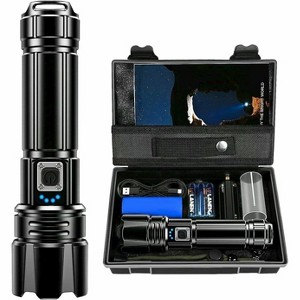 MaseiKar Flashlights High Lumens, Rechargeable Flashlight Led 2000 XHP70.2, Super Bright Flash Light, High Powered Camping Gift, Adjustable ,black - 1 of 4