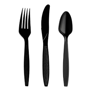 Smarty Had A Party Black Plastic Cutlery Set - 1000 Sets - 1 of 4