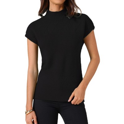 INSPIRE CHIC Women's Sleeveless Mock Neck Knitted Pullover Sweater Tops