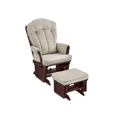 Suite Bebe Victoria Glider And Ottoman Espresso Wood And Beige