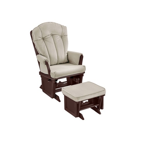 Suite Bebe Victoria Glider And Ottoman Espresso Wood And Beige Fabric Target