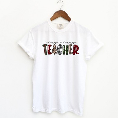 Simply Sage Market Women's Very Merry Teacher Plaid Short Sleeve Garment Dyed Tee