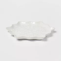 14" x 13" Stoneware Snowflake Serving Platter - Threshold™