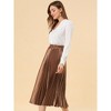 INSPIRE CHIC Women's Party Elastic Waist Metallic Shiny Accordion Pleated Midi Skirt - 4 of 4