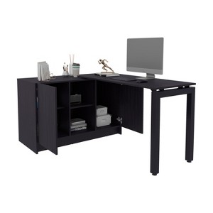 Sapphtopaz Modern L-Shaped Office Desk with 4 Shelves and 2 Cabinets Space-Saving Writing Desk Workstation Computer Desk for Home Office - 1 of 4