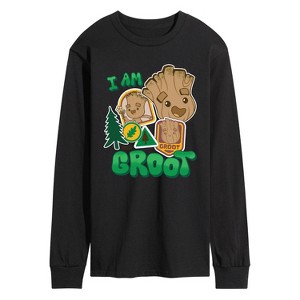 Men's - Marvel - Guardians of the Galaxy Groot Sticker Long Sleeve Graphic T-Shirt - 1 of 4