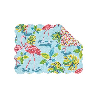 C&F Home Flamingo Garden Coastal Sea Life Cotton Quilted Rectangular Reversible Placemat Set of 6