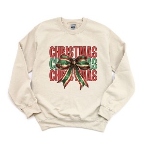 Simply Sage Market Women's Graphic Sweatshirt Coquette Christmas Stacked - 1 of 4