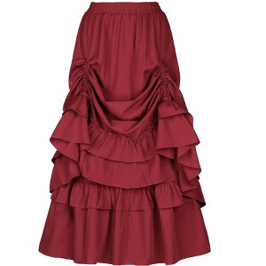INSPIRE CHIC Women's Steampunk Ruffle Layered Maxi Skirt - 1 of 4