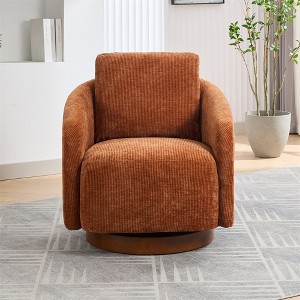 Swivel Barrel Chair, Modern Round Accent Armchairs With Back Pillow, Upholstered Comfy 360 Degree Swivel Club Chair For Nursery Living Room - 1 of 4