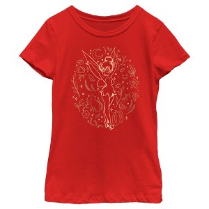 Girl's Peter Pan Halloween Tinkerbell Line Art T-Shirt - 1 of 4