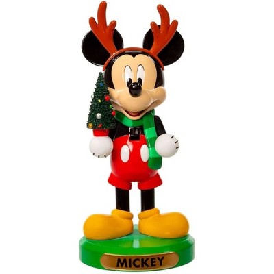 Kurt Adler Disney Mickey Mouse with Antlers and Tree Plastic Nutcracker, 6"