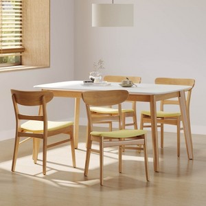 Christopher Knight Home Bryner Mid-Century Modern Fabric Upholstered Wood 5 Piece Dining Set - 1 of 4