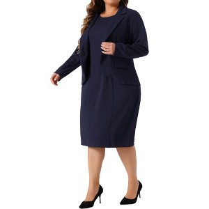 Agnes Orinda Women's Plus Size Two Piece Business Casual Suit Sets - 1 of 4