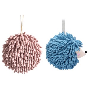 REGALWOVEN 2 Pcs Comfortable Soft Absorbent Chenille Ball Fuzzy Hand Towel for Home Decor - 1 of 4