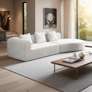 123" Corduroy Deep Modular Curved Sectional Sofa, No Assembly - 1 of 4