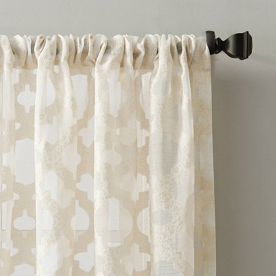 Cream Sheer Polyester Rod Pocket Curtain Panel