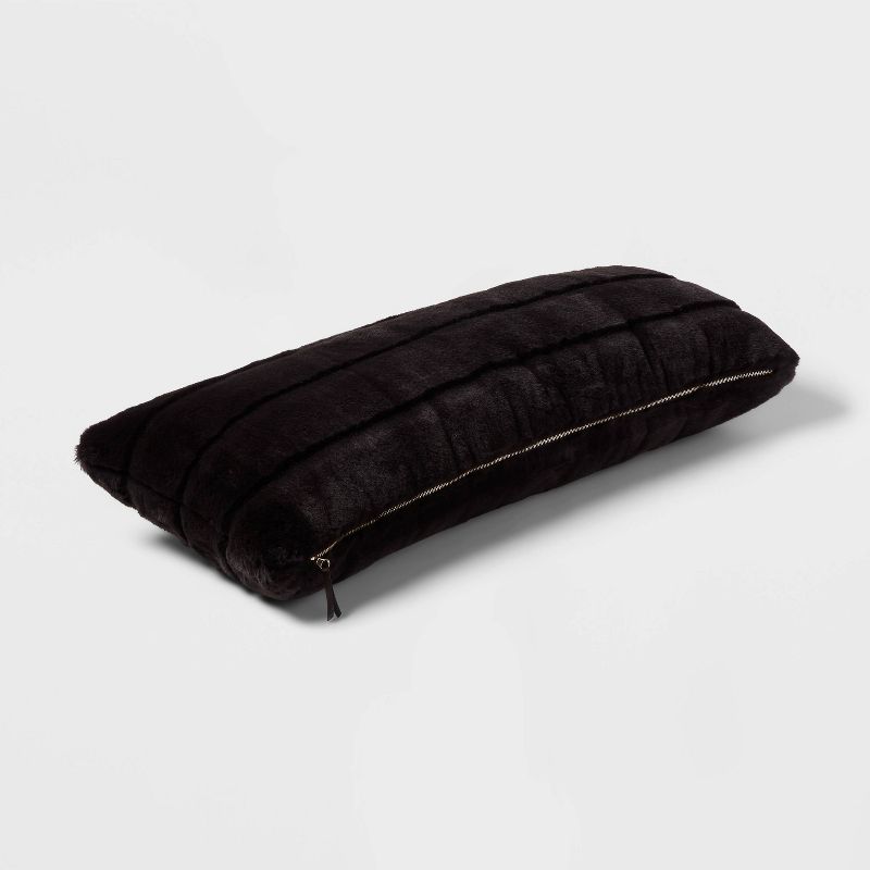 Oversized Oblong Faux Fur Channeled Decorative Throw Pillow - Threshold™, 4 of 9