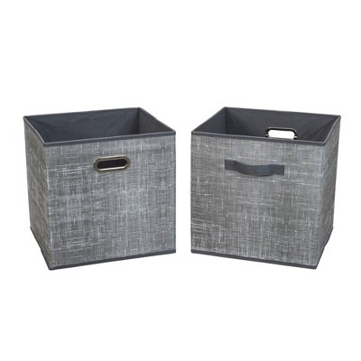 Gray Collapsible Fabric Storage Cube Set with Dual Handles