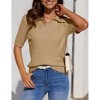 Clearlove Womens Short Sleeve Sweaters Tops V Neck Lapel Cable Knit Sweater Casual Pullover Shirt - 2 of 4