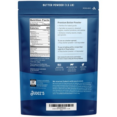 Judee’s Butter Powder - 24 oz - Dehydrated Butter for Cooking and Baking - Delicious and 100% Gluten-Free -  Baking Ready Ingredient