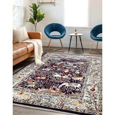 Unique Loom Narenj Birmingham Floral Indoor Woven Fringe Area Rug