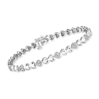 Ross-Simons 0.25 ct. t.w. Diamond Heart Bracelet in Sterling Silver