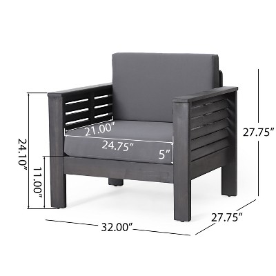 Dark Gray Acacia Wood 4-Seater Outdoor Chat Set with Cushions