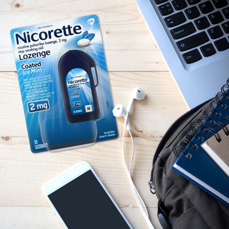 Nicorette 2mg Coated Nicotine Lozenge Stop Smoking Aid - Ice Mint, 2 of 10