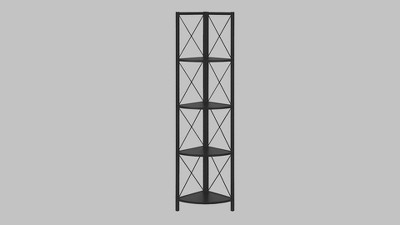 Black Metal Corner 4-Tier Etagere Bookcase