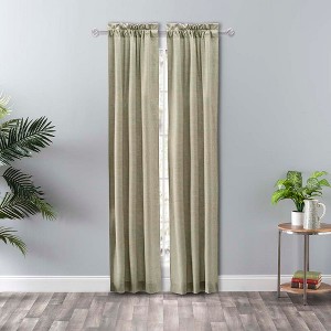 Ellis Curtain Lisa Solid Poly Cotton Duck Fabric Tailored Panel Pair with Ties Mist - 1 of 4