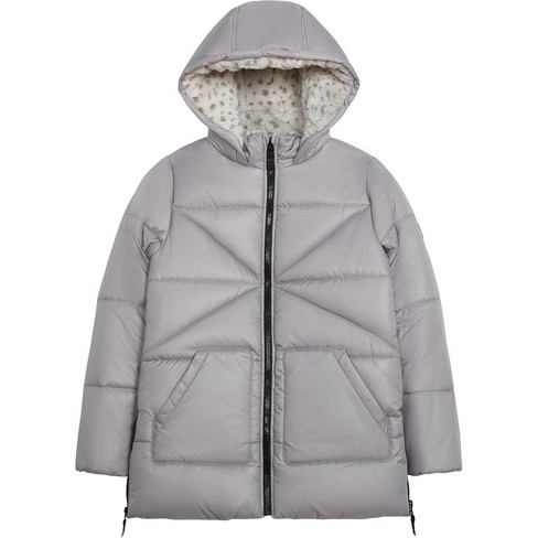 London Fog Little Girls Heavyweight Faux Fur Lined Hooded Winter Jacket Silver 5 6 Target