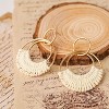 Hoop Earrings for Women Fun Boho Summer Beach Earrings Lightweight Handmade Straw Wicker Rattan Dangle Earrings Statement Geometric Round Drop - 3 of 4