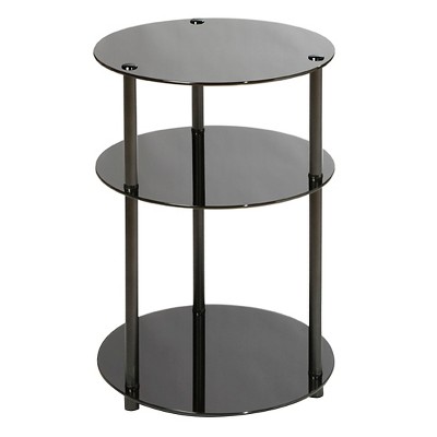 Classic Glass 3 Tier Round Table Black Glass - Breighton Home